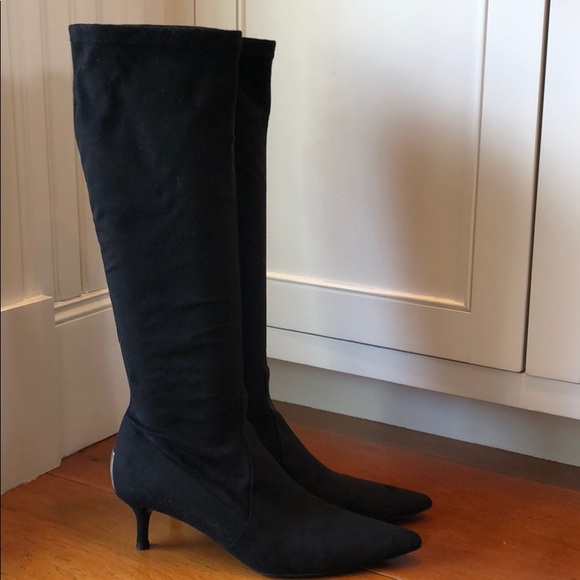 donald pliner black suede boots